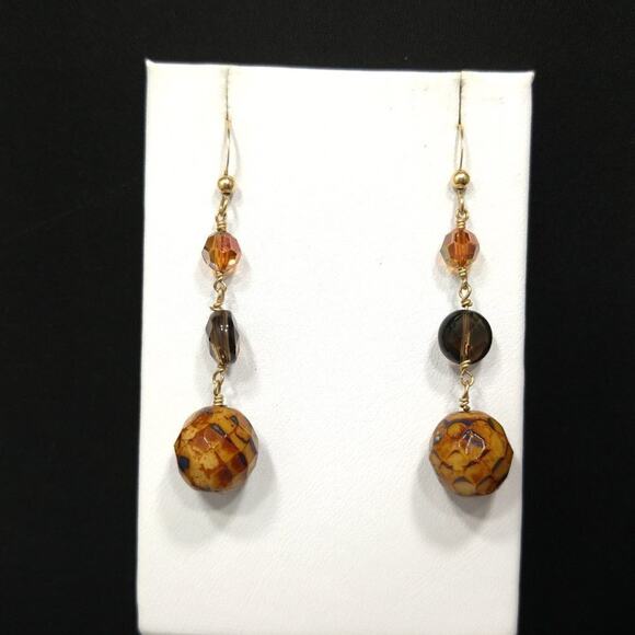 Gemstone Jasper Crystal Necklace, Matching Ear Wire Earrings, Earth Tones, 19 In - Picture 7 of 8